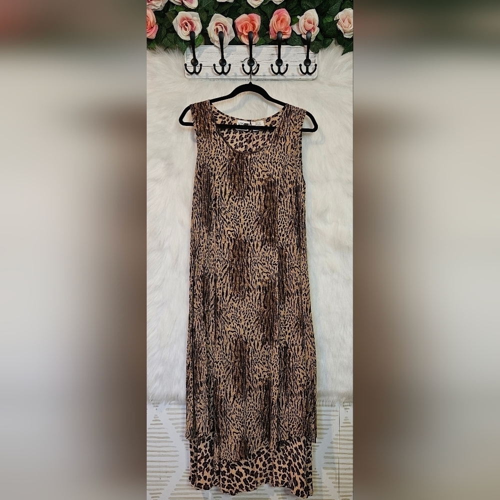 Phool Vintage Longline Layered Animal Print Maxi Dress